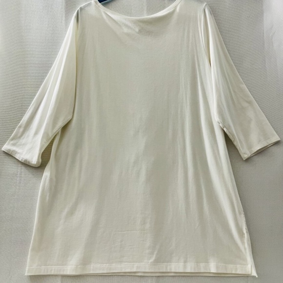 Chico's Zenergy Tunic Size 2 Cream 3/4 sleve with gold design EUC - Picture 3 of 6